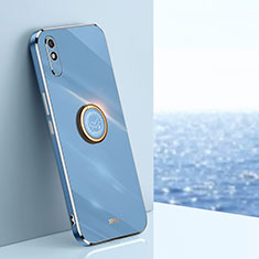Ultra-thin Silicone Gel Soft Case Cover with Magnetic Finger Ring Stand XL1 for Xiaomi Redmi 9AT Blue