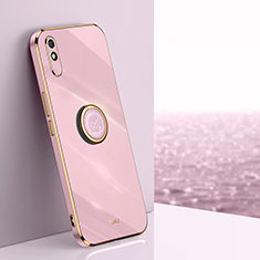 Ultra-thin Silicone Gel Soft Case Cover with Magnetic Finger Ring Stand XL1 for Xiaomi Redmi 9AT Pink