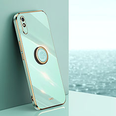 Ultra-thin Silicone Gel Soft Case Cover with Magnetic Finger Ring Stand XL1 for Xiaomi Redmi 9i Green