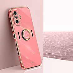 Ultra-thin Silicone Gel Soft Case Cover with Magnetic Finger Ring Stand XL1 for Xiaomi Redmi K50 Gaming 5G Hot Pink