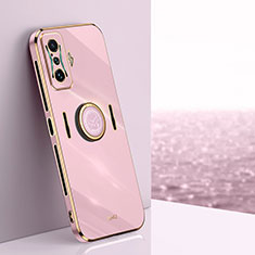 Ultra-thin Silicone Gel Soft Case Cover with Magnetic Finger Ring Stand XL1 for Xiaomi Redmi K50 Gaming 5G Pink