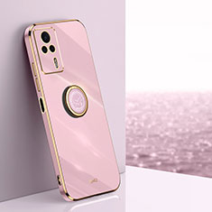 Ultra-thin Silicone Gel Soft Case Cover with Magnetic Finger Ring Stand XL1 for Xiaomi Redmi K60E 5G Pink