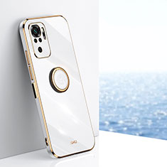 Ultra-thin Silicone Gel Soft Case Cover with Magnetic Finger Ring Stand XL1 for Xiaomi Redmi Note 10 4G White