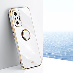 Ultra-thin Silicone Gel Soft Case Cover with Magnetic Finger Ring Stand XL1 for Xiaomi Redmi Note 10 Pro Max White