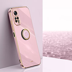 Ultra-thin Silicone Gel Soft Case Cover with Magnetic Finger Ring Stand XL1 for Xiaomi Redmi Note 11 4G (2022) Pink