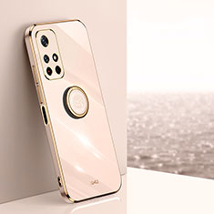 Ultra-thin Silicone Gel Soft Case Cover with Magnetic Finger Ring Stand XL1 for Xiaomi Redmi Note 11T 5G Gold