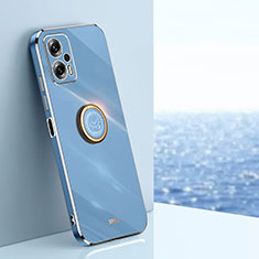 Ultra-thin Silicone Gel Soft Case Cover with Magnetic Finger Ring Stand XL1 for Xiaomi Redmi Note 11T Pro+ Plus 5G Blue