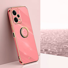 Ultra-thin Silicone Gel Soft Case Cover with Magnetic Finger Ring Stand XL1 for Xiaomi Redmi Note 12 Pro+ Plus 5G Hot Pink