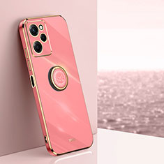 Ultra-thin Silicone Gel Soft Case Cover with Magnetic Finger Ring Stand XL1 for Xiaomi Redmi Note 12 Pro Speed 5G Hot Pink