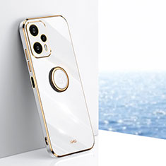 Ultra-thin Silicone Gel Soft Case Cover with Magnetic Finger Ring Stand XL1 for Xiaomi Redmi Note 12 Turbo 5G White