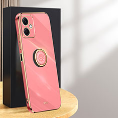 Ultra-thin Silicone Gel Soft Case Cover with Magnetic Finger Ring Stand XL1 for Xiaomi Redmi Note 12R Pro 5G Hot Pink