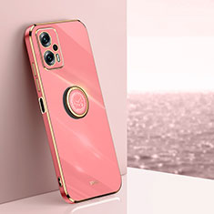 Ultra-thin Silicone Gel Soft Case Cover with Magnetic Finger Ring Stand XL1 for Xiaomi Redmi Note 12T Pro 5G Hot Pink