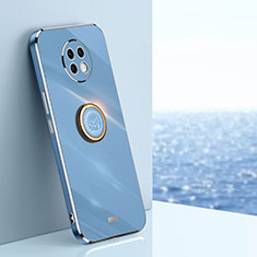 Ultra-thin Silicone Gel Soft Case Cover with Magnetic Finger Ring Stand XL1 for Xiaomi Redmi Note 9 5G Blue