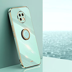 Ultra-thin Silicone Gel Soft Case Cover with Magnetic Finger Ring Stand XL1 for Xiaomi Redmi Note 9 5G Green