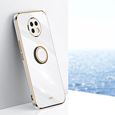 Ultra-thin Silicone Gel Soft Case Cover with Magnetic Finger Ring Stand XL1 for Xiaomi Redmi Note 9 5G White