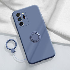 Ultra-thin Silicone Gel Soft Case Cover with Magnetic Finger Ring Stand YK1 for Samsung Galaxy Note 20 Ultra 5G Lavender Gray