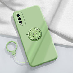 Ultra-thin Silicone Gel Soft Case Cover with Magnetic Finger Ring Stand YK1 for Vivo Y12G Green