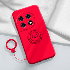 Ultra-thin Silicone Gel Soft Case Cover with Magnetic Finger Ring Stand Z01 for OnePlus 11 5G Red