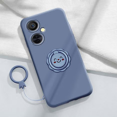 Ultra-thin Silicone Gel Soft Case Cover with Magnetic Finger Ring Stand Z01 for OnePlus Nord CE 3 Lite 5G Lavender Gray