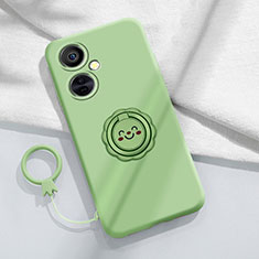 Ultra-thin Silicone Gel Soft Case Cover with Magnetic Finger Ring Stand Z01 for Oppo K11x 5G Green