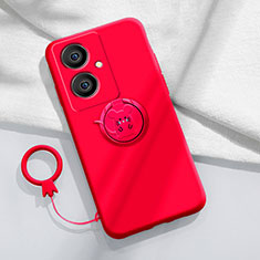 Ultra-thin Silicone Gel Soft Case Cover with Magnetic Finger Ring Stand Z01 for Vivo Y78 5G Red