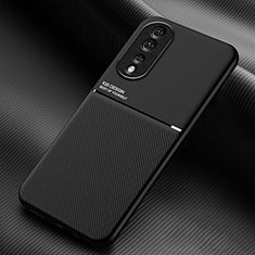 Ultra-thin Silicone Gel Soft Case Cover with Magnetic for Huawei Honor 80 Pro 5G Black