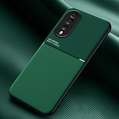 Ultra-thin Silicone Gel Soft Case Cover with Magnetic for Huawei Honor 80 Pro Flat 5G Green