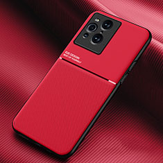 Ultra-thin Silicone Gel Soft Case Cover with Magnetic for Oppo Find X3 Pro 5G Red