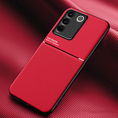 Ultra-thin Silicone Gel Soft Case Cover with Magnetic for Vivo V27 5G Red