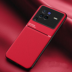 Ultra-thin Silicone Gel Soft Case Cover with Magnetic for Vivo X80 Pro 5G Red