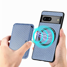 Ultra-thin Silicone Gel Soft Case Cover with Magnetic S01D for Google Pixel 7 5G Blue