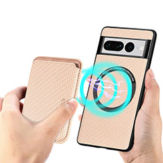 Ultra-thin Silicone Gel Soft Case Cover with Magnetic S01D for Google Pixel 7 Pro 5G Gold