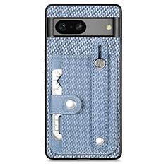 Ultra-thin Silicone Gel Soft Case Cover with Magnetic S01D for Google Pixel 7a 5G Blue
