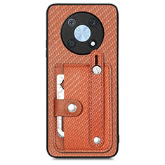 Ultra-thin Silicone Gel Soft Case Cover with Magnetic S01D for Huawei Enjoy 50 Pro Brown