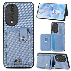 Ultra-thin Silicone Gel Soft Case Cover with Magnetic S01D for Huawei Honor 80 5G Blue