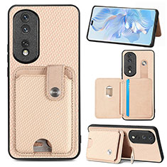 Ultra-thin Silicone Gel Soft Case Cover with Magnetic S01D for Huawei Honor 80 Pro Flat 5G Gold