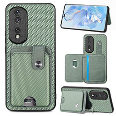 Ultra-thin Silicone Gel Soft Case Cover with Magnetic S01D for Huawei Honor 80 Pro Flat 5G Green