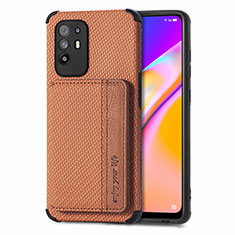 Ultra-thin Silicone Gel Soft Case Cover with Magnetic S01D for Oppo A94 5G Brown