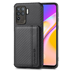 Ultra-thin Silicone Gel Soft Case Cover with Magnetic S01D for Oppo F19 Pro Black