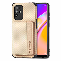 Ultra-thin Silicone Gel Soft Case Cover with Magnetic S01D for Oppo F19 Pro+ Plus 5G Gold