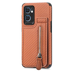 Ultra-thin Silicone Gel Soft Case Cover with Magnetic S01D for Oppo Find X5 Lite 5G Brown