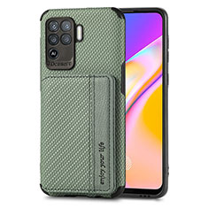 Ultra-thin Silicone Gel Soft Case Cover with Magnetic S01D for Oppo Reno5 F Green