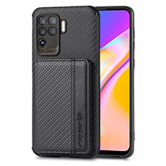 Ultra-thin Silicone Gel Soft Case Cover with Magnetic S01D for Oppo Reno5 Lite Black