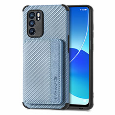 Ultra-thin Silicone Gel Soft Case Cover with Magnetic S01D for Oppo Reno6 5G Blue