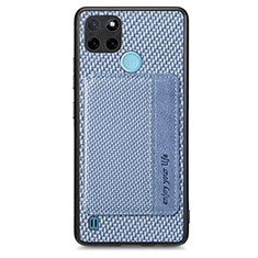 Ultra-thin Silicone Gel Soft Case Cover with Magnetic S01D for Realme C21Y Blue