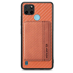 Ultra-thin Silicone Gel Soft Case Cover with Magnetic S01D for Realme C21Y Brown