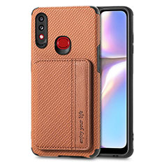 Ultra-thin Silicone Gel Soft Case Cover with Magnetic S01D for Samsung Galaxy A10s Brown