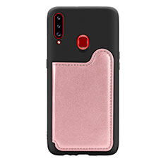 Ultra-thin Silicone Gel Soft Case Cover with Magnetic S01D for Samsung Galaxy A20s Pink