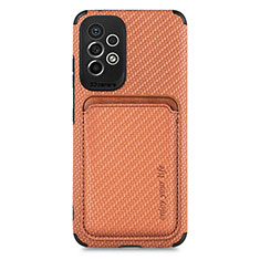 Ultra-thin Silicone Gel Soft Case Cover with Magnetic S01D for Samsung Galaxy A33 5G Brown