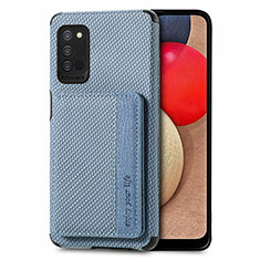 Ultra-thin Silicone Gel Soft Case Cover with Magnetic S01D for Samsung Galaxy M02s Blue